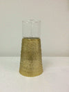 Candle Holder - Glass w/ Tapered Gold Base Tall