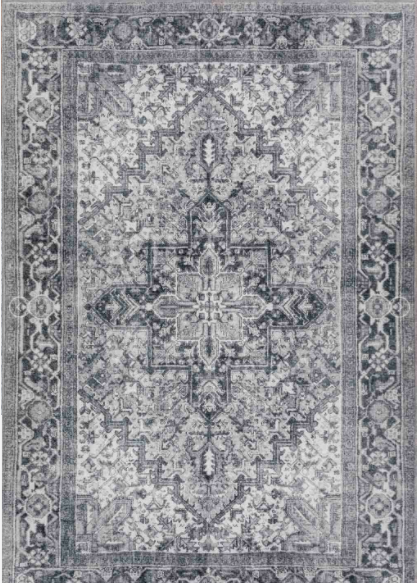 Amanti Persian Rug in Dark Grey with Black