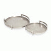 Tray - Metal Silver Round w/ Handles Small