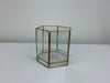 Candle Holder - Glass Hexagon w/ Gold Trim