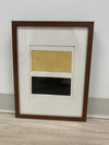 Art - Yellow & Black Painted Blocks Brown Frame - Small - CLEARED 12" X 16"